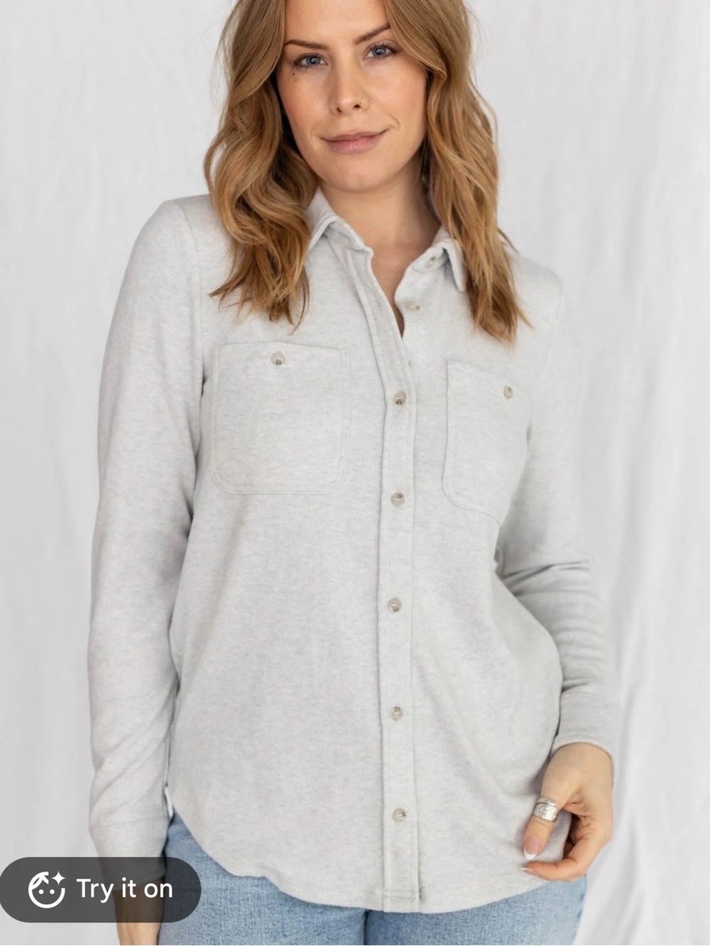 Thread&Supply Solid Lewis Shirt Light Heather Grey Super Soft S Slouchy Shaket